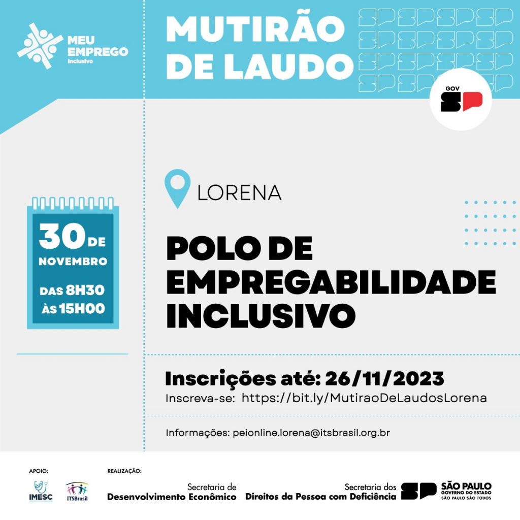 Mutirão do Governo de SP fornecerá laudo formal para pessoas com deficiência em Lorena